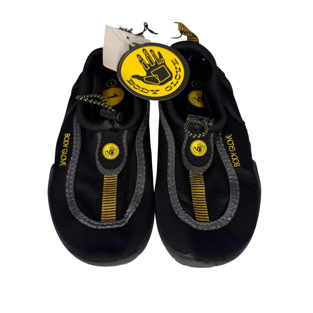 NWT Body Glove Riptide III Youth Water Shoes Black Yellow Size 1 Aqua Shoes